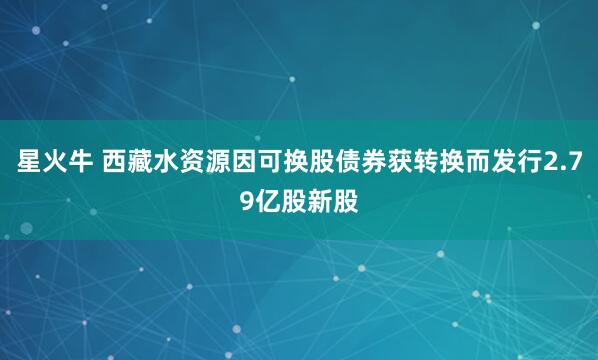 星火牛 西藏水资源因可换股债券获转换而发行2.79亿股新股